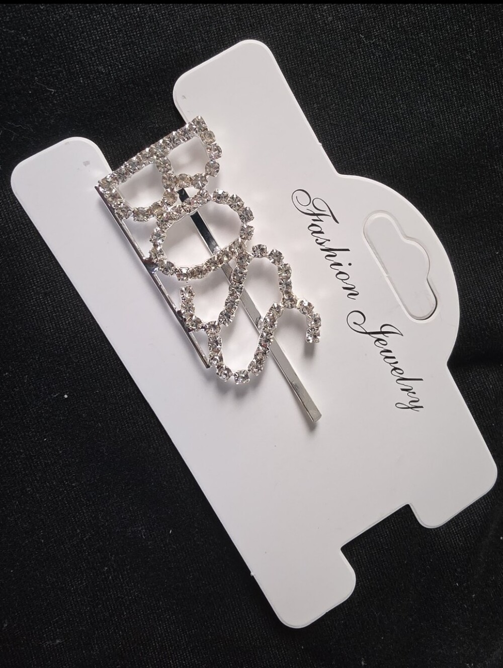 Stanley Silver 'BOSS' Rhinestone Hair Pin Barrette